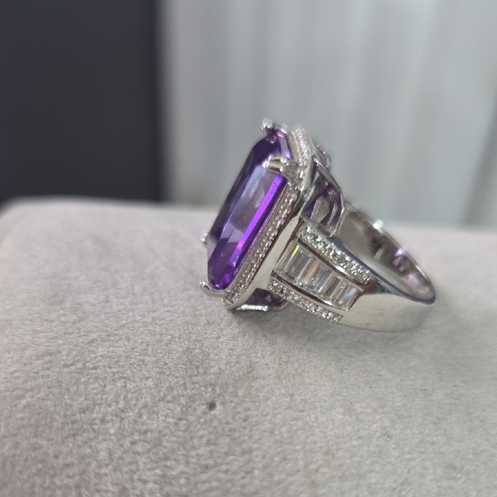 Radiant Purple Gemstone Silver Ring - image 2